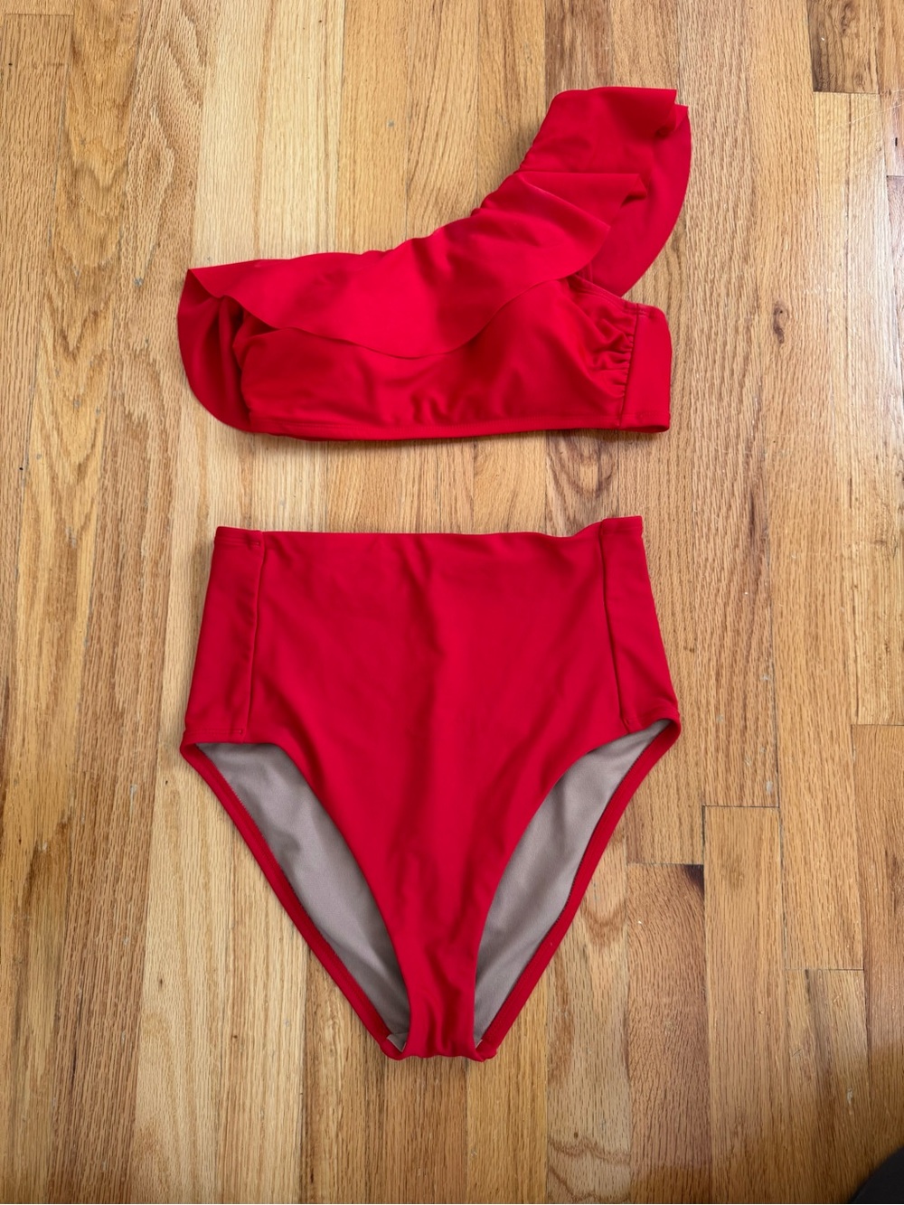 Kona Sol Red One-Shoulder Ruffle Bikini Set - Picture 2 of 4
